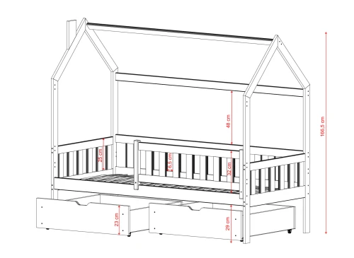 NATAN 80x190 borovice dětská postel domeček Lano Nábytek