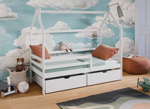LILA 80x190 white children's house bed Lano Furniture