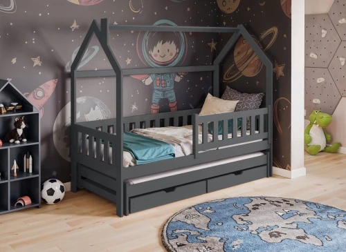 MONKEY 80x180 graphite children's house bed Lano Furniture