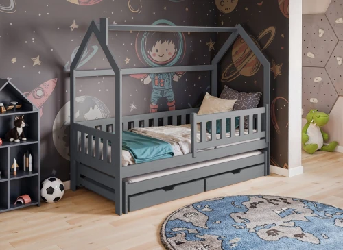 MONKEY 80x180 grey children's house bed Lano Furniture