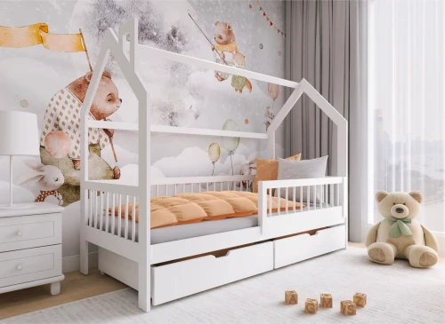 OSKAR 80x200 white house bed Lano Furniture