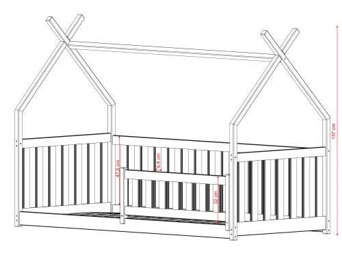 BOGUŚ 80x160 popelavá dětská postel Montessori teepee Lano Nábytek