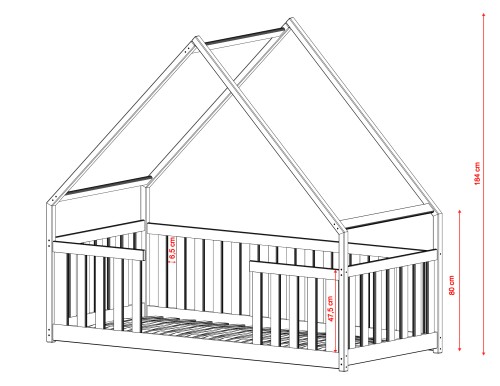 BEE 90x200 modrá montessori podlahová dětská domečková postel Lano Nábytek