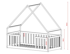 BEE 90x200 růžová montessori podlahová dětská domečková postel Lano Nábytek