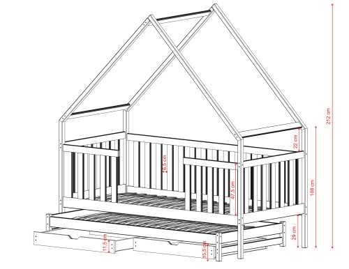 MAGIC 90x190 borovicová výsuvná postel Lano Nábytek