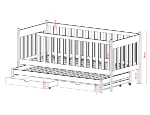 KAJA 80x200 bílá výsuvná postel Lano Nábytek