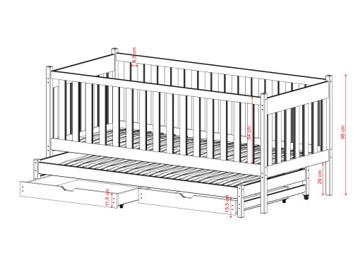KAJA 90x190 pink double trundle bed Lano Furniture