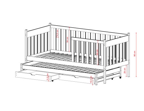 KAJA 80x180 cm borovice výsuvná postel Lano Nábytek
