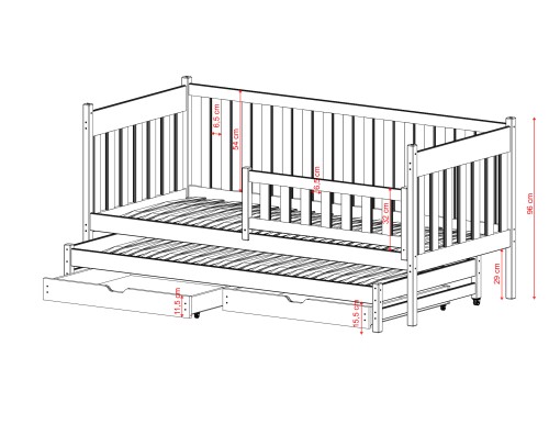 KAJA 80x180 cm borovice výsuvná postel Lano Nábytek