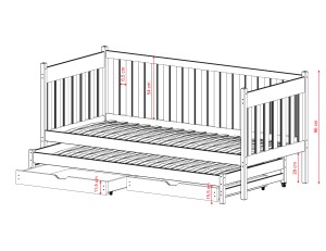 KAJA 90x180 casmere double trundle bed Lano Furniture