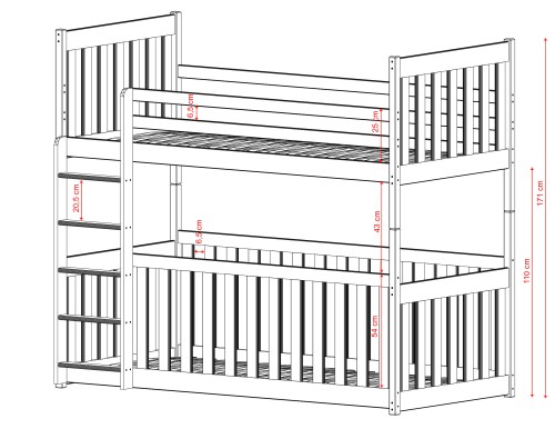 CRIS 80x200 modrá patrová postel Lano Nábytek
