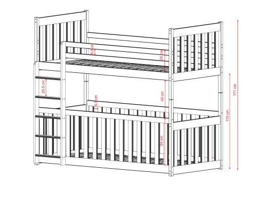 CRIS 90x180 modrá patrová postel Lano Nábytek