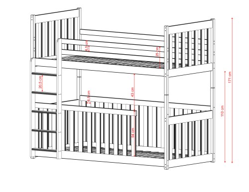 CRIS 80x160 modrá patrová postel Lano Nábytek
