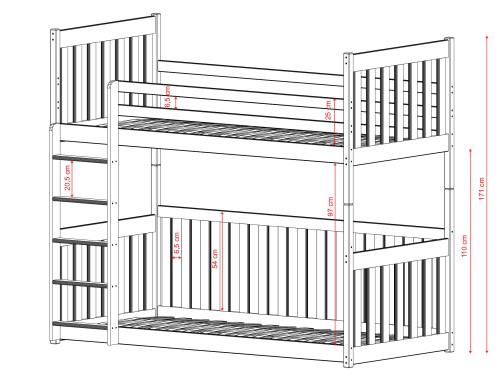 CRIS 80x180 modrá patrová postel Lano Nábytek