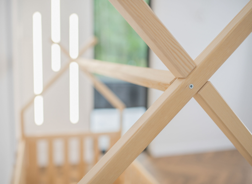 BOGUŚ 90x190 borovicová dětská postel Montessori teepee Lano Nábytek