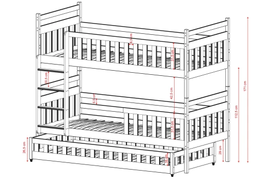 OLIWIA 90x190 modrá patrová postel Lano Nábytek