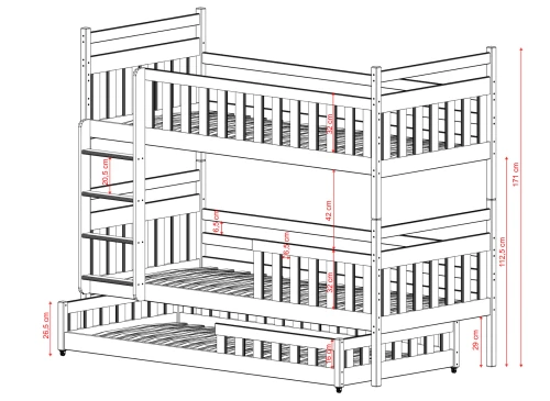 OLIWIA 80x160 popelavá patrová postel Lano Nábytek