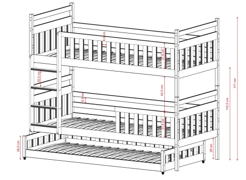 OLIWIA 80x160 modrá patrová postel Lano Nábytek