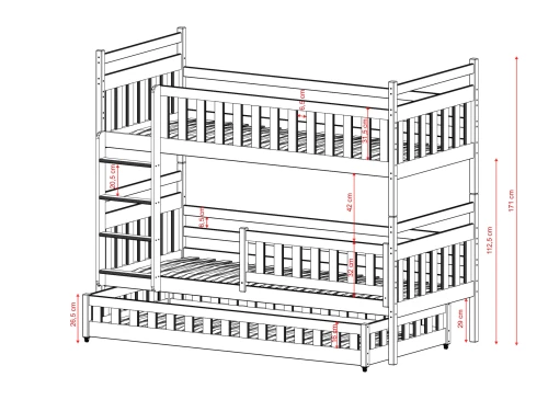 OLIWIA 80x170 modrá patrová postel Lano Nábytek