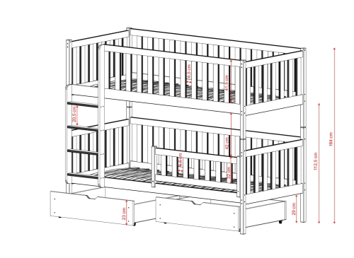 MICHALINA 80x200 borovice patrová postel Lano Nábytek