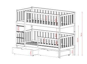 MICHALINA 90x190 grafitová patrová postel Lano Nábytek