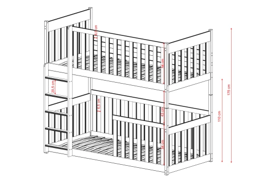 KONRAD 80x160 grafitová patrová postel Lano Nábytek