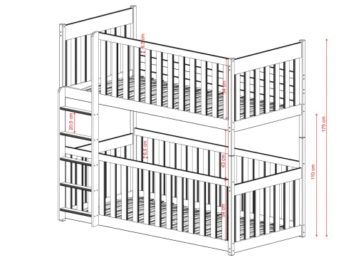 KONRAD 80x160 popelavá patrová postel Lano Nábytek