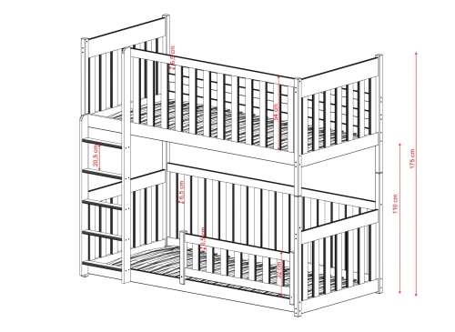 KONRAD 80x180 grey bunk bed Lano Furniture