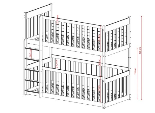 KONRAD 90x180 borovice patrová postel Lano Nábytek
