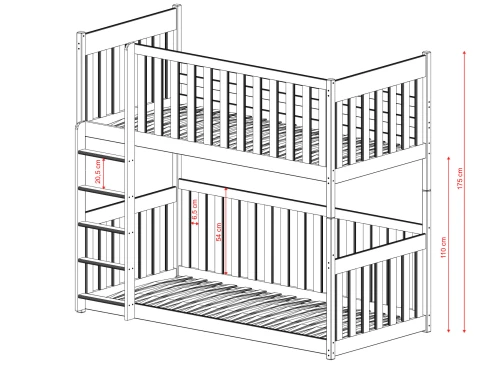 KONRAD 90x190 borovice patrová postel Lano Nábytek