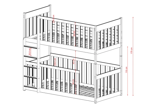 KONRAD 90x190 borovice patrová postel Lano Nábytek