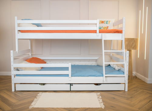 FAMI 90x200/120x200 bílá patrová postel se širší ložnou plochou Lano Nábytek