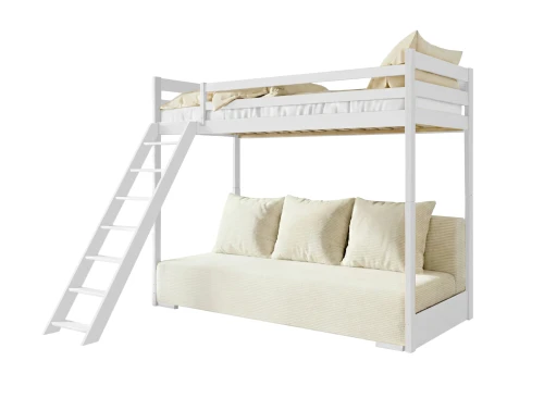 SOFINO 90x200/140x200 bílé lůžko na patrové posteli s rozkládací pohovkou béžová látka poso 38 Lano Nábytek