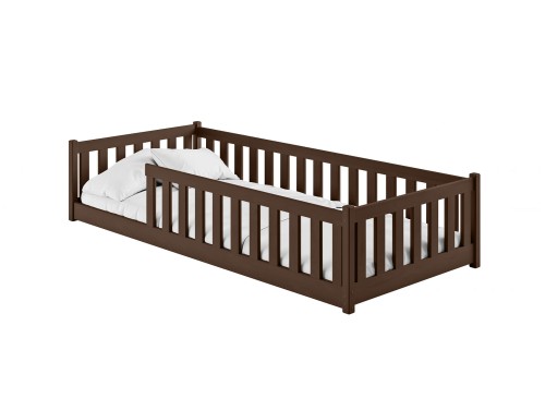 BELLA 90x190 tmavá čokoláda Montessori postel na podlaze pro děti Lano Nábytek