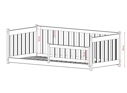 CONCEPT 80x200 tmavá čokoláda Montessori postel na podlaze pro děti ohrádka Lano Nábytek