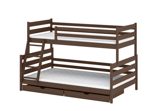 FAMI 90x200/120x200 tmavá čokoláda patrová postel se širším lůžkem Lano Nábytek