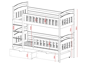 IGNAŚ 80x170 skořicová patrová postel Lano Nábytek