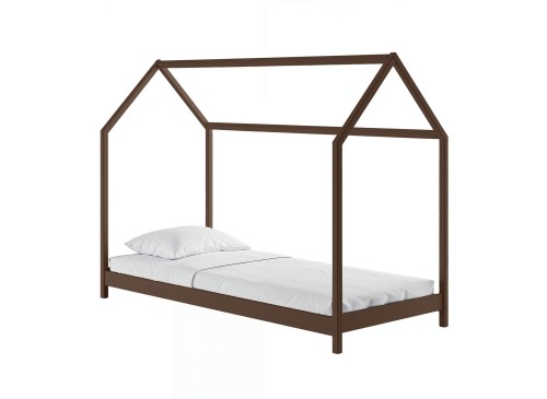 LUCKY 80x180 tmavá čokoláda dětská postel na podlaze domeček Lano Nábytek
