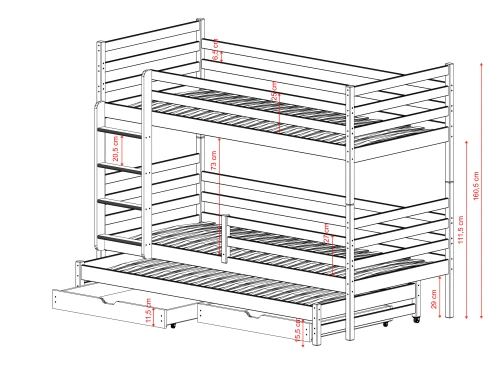 LUK 80x180 cinnamon bunk bed Lano Furniture