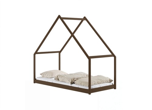MORIS 90x200 tmavá čokoláda dětská postel na podlaze domeček Lano Nábytek