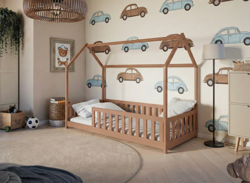 NOAH 90x200 skořicová ednolůžková dětská postel domečková Lano Nábytek