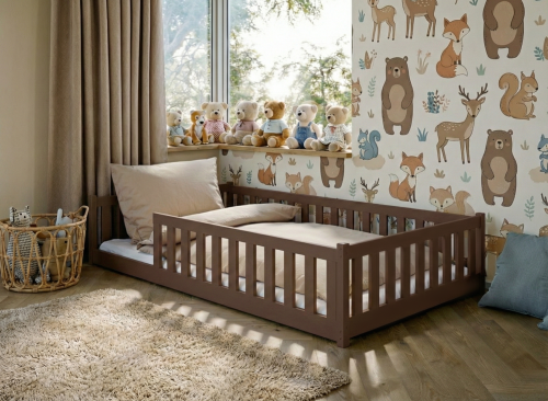 OTIS 120x200 dark chocolate Montessori floor bed for children Lano Furniture