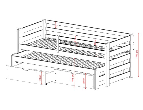 SENSO 80x200 dark chocolate double trundle bed Lano Furniture