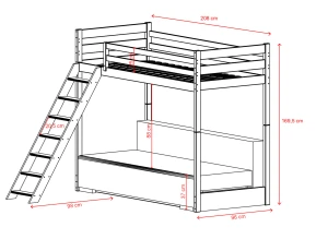 SOFINO 90x200/140x200 mléčná čokoláda lůžko na patrové posteli s rozkládací pohovkou béžová látka poso 38 Lano Nábytek