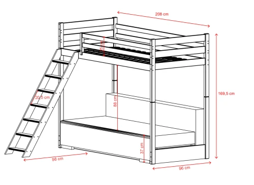 SOFINO 90x200/140x200 mléčná čokoláda lůžko na patrové posteli s rozkládací pohovkou béžová látka poso 38 Lano Nábytek