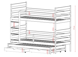 TOMI 80x190 skořicová patrová postel Lano Nábytek