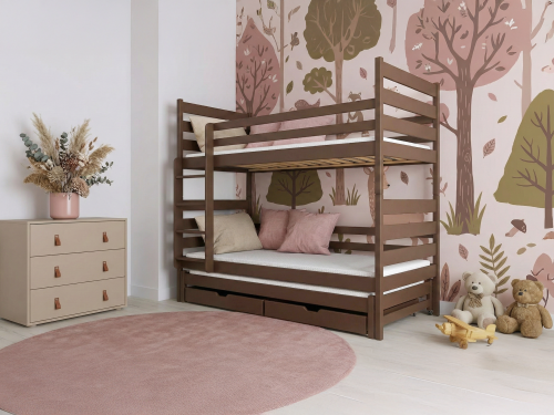 TOMI 80x190 tmavá čokoláda patrová postel Lano Nábytek