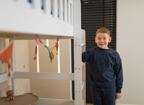 MIA 90x180 bílá vyvýšená jednolůžková dětská postel Lano Nábytek