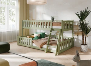 NICE 90x200/120x200 olivová patrová postel se širší ložnou plochou Lano Nábytek