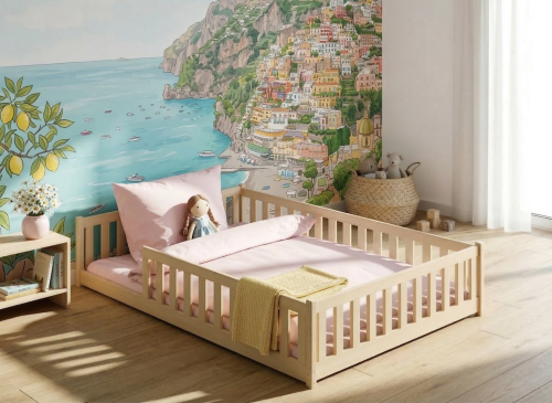 MATI 140x200 white Montessori floor bed for children Lano Furniture